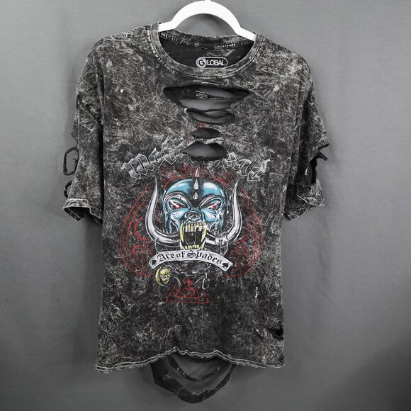Motorhead Mens Destroyed T Shirt Large Edgy Indie Rock Grunge Ace of Spades - Picture 1 of 11